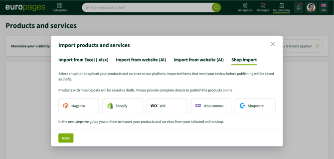Products and Services_Shop Import